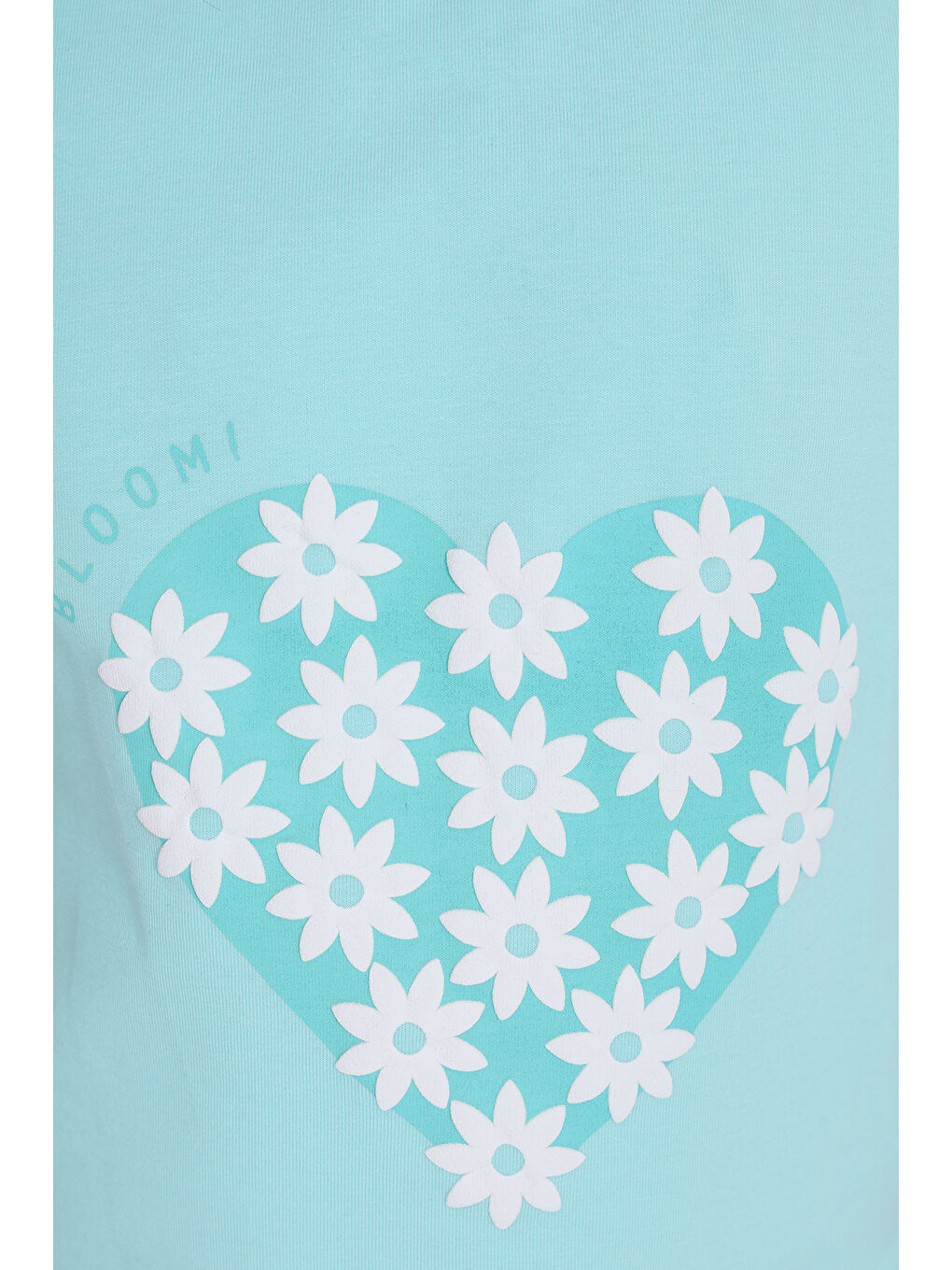 Turkuaz Kız Çocuk Baskılı Tişört-3