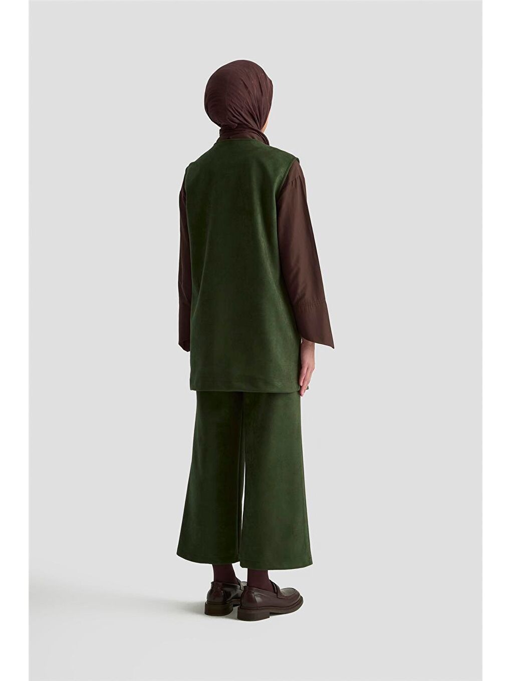 Yelekli Süet Takım 25Kd1506 Haki-4