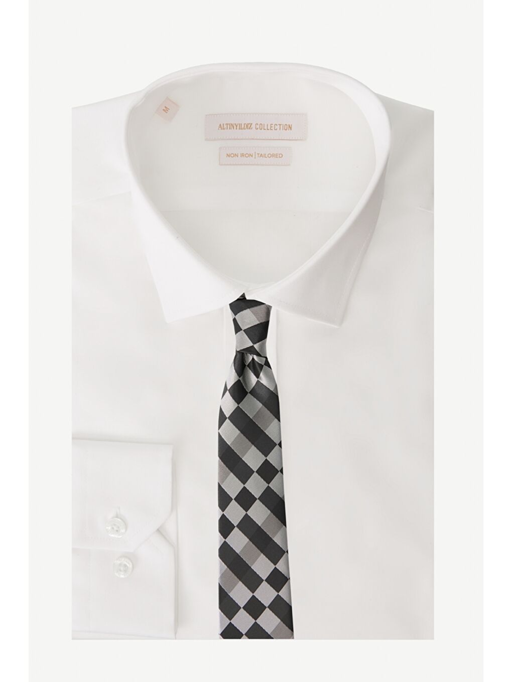 Erkek Gri-Siyah Desenli Klasik Nano Kravat-1