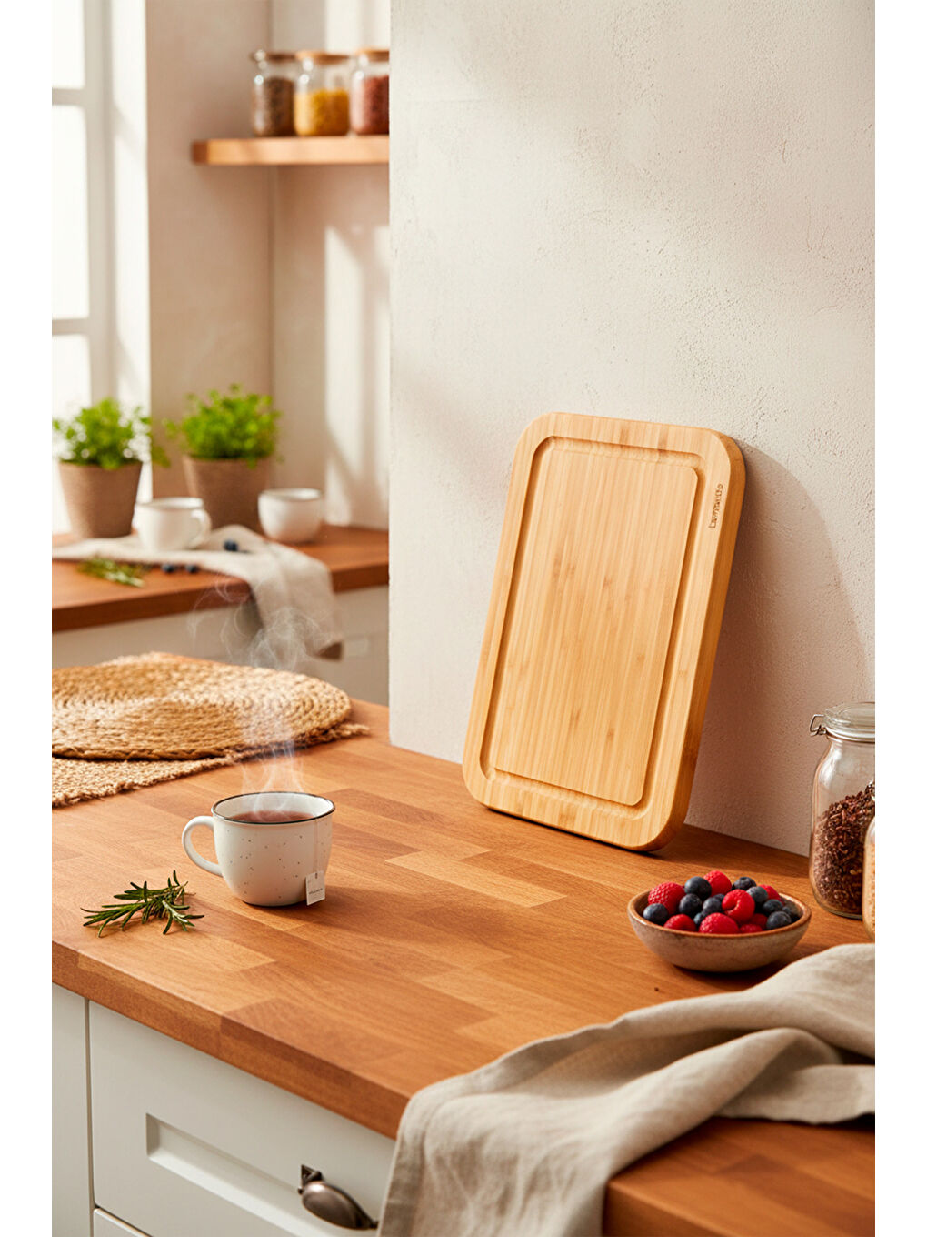 Kahverengi Bamilo Kesme Tahtası Orta