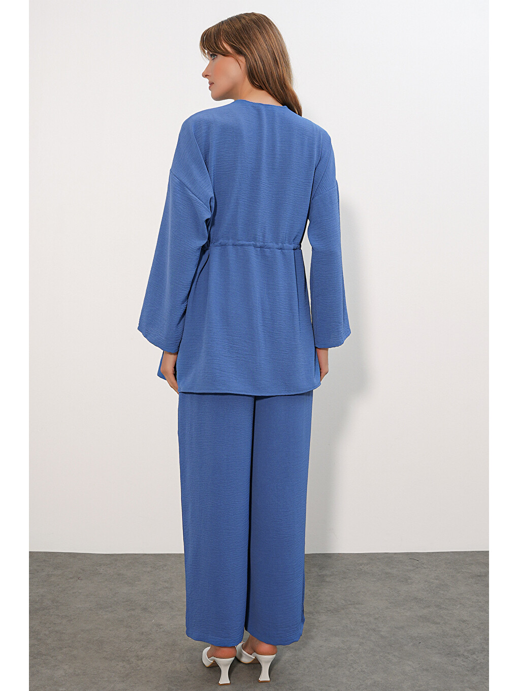 Kadın Ayrobin Kimono Pantolon İkili Takım 30101 - İndigo-4