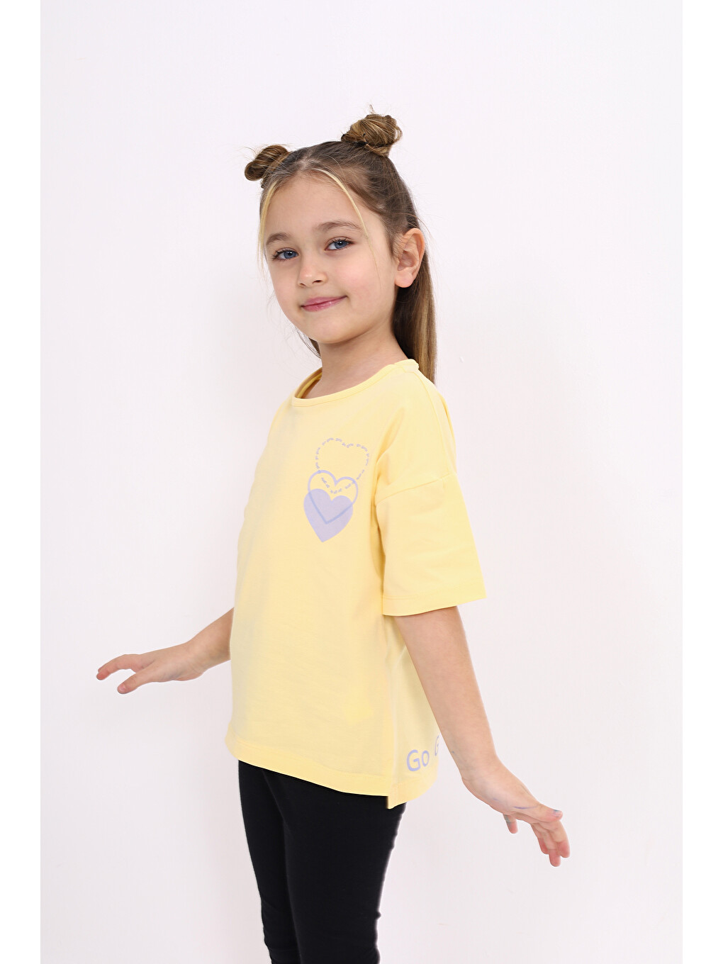 Sarı Kız Çocuk Baskılı Tişört-2