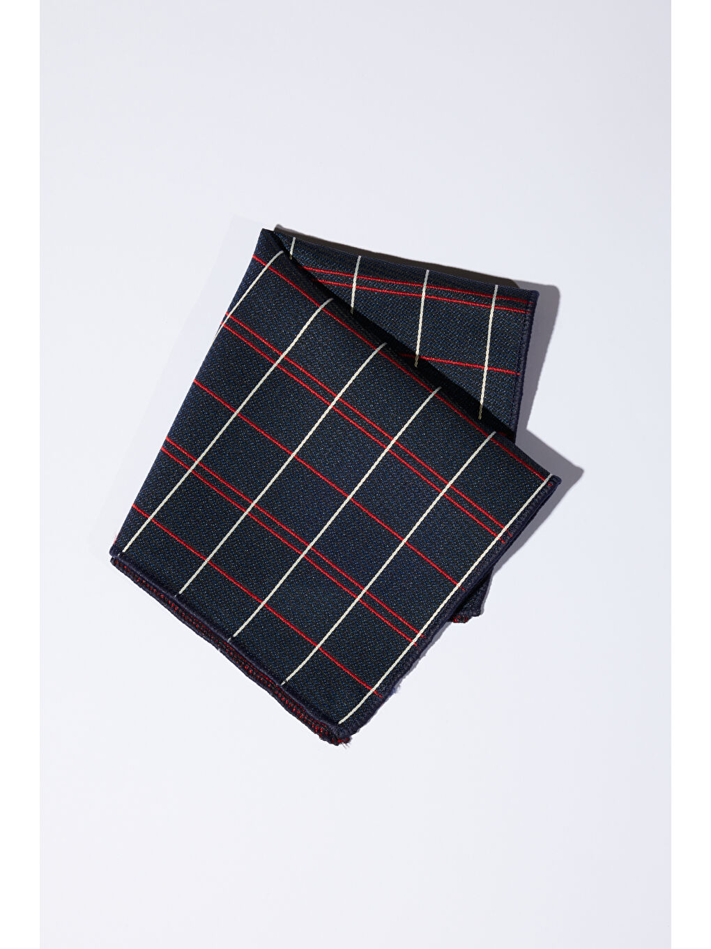 Erkek Lacivert-Kırmızı Desenli Kravat-Mendil Set-1