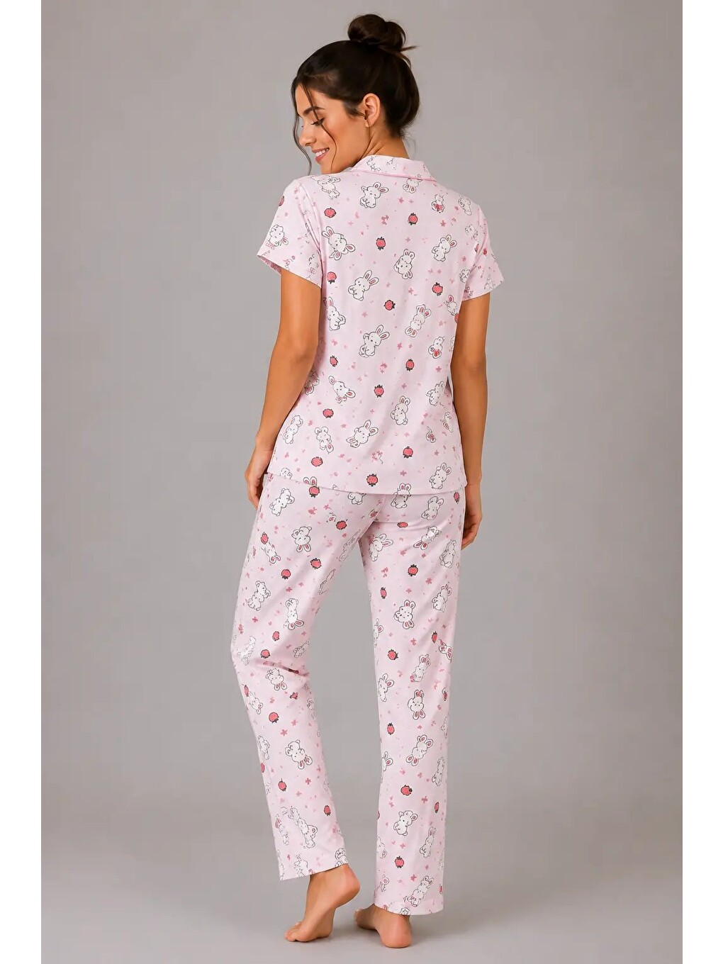 Pembe Desenli Kadın Pijama Takımı 9930-4