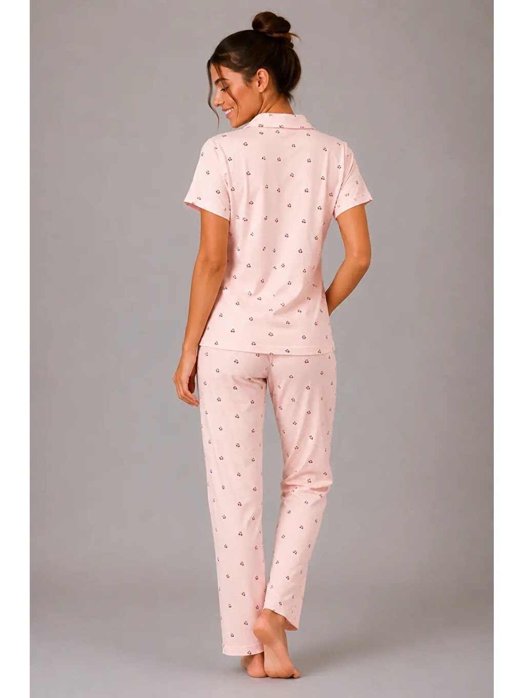 Pembe Desenli Kadın Pijama Takımı 9930-1
