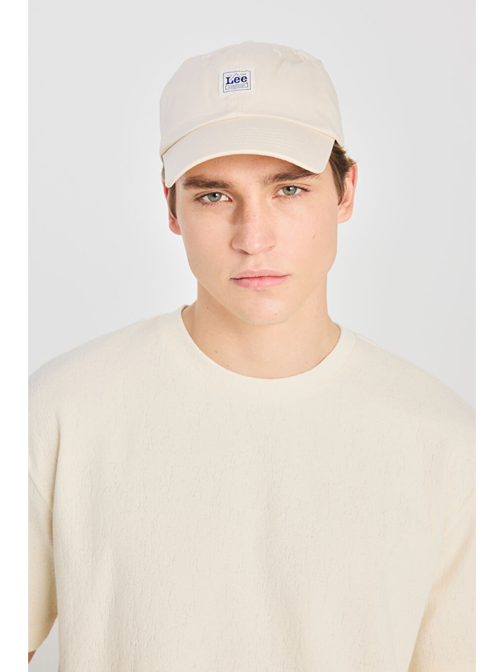 Relaxed Fit Geniş Kesim Bisiklet Yaka Pamuklu Kırık Beyaz Tişört-3