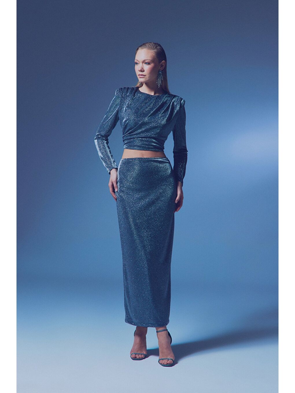 Simli Midi Etek - Antrasit-2