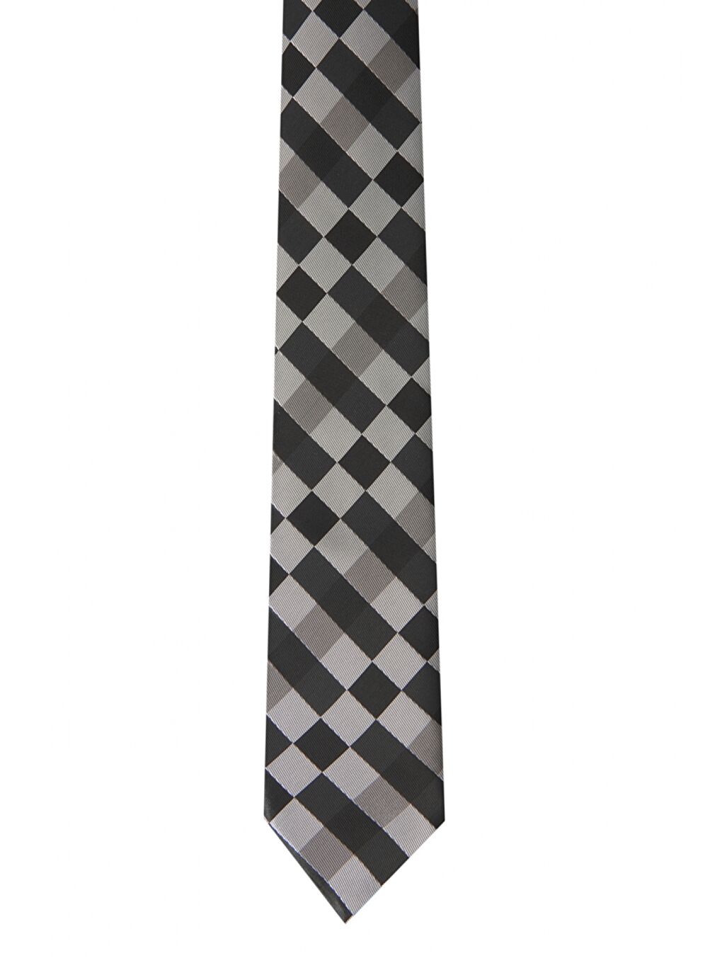 Erkek Gri-Siyah Desenli Klasik Nano Kravat-2