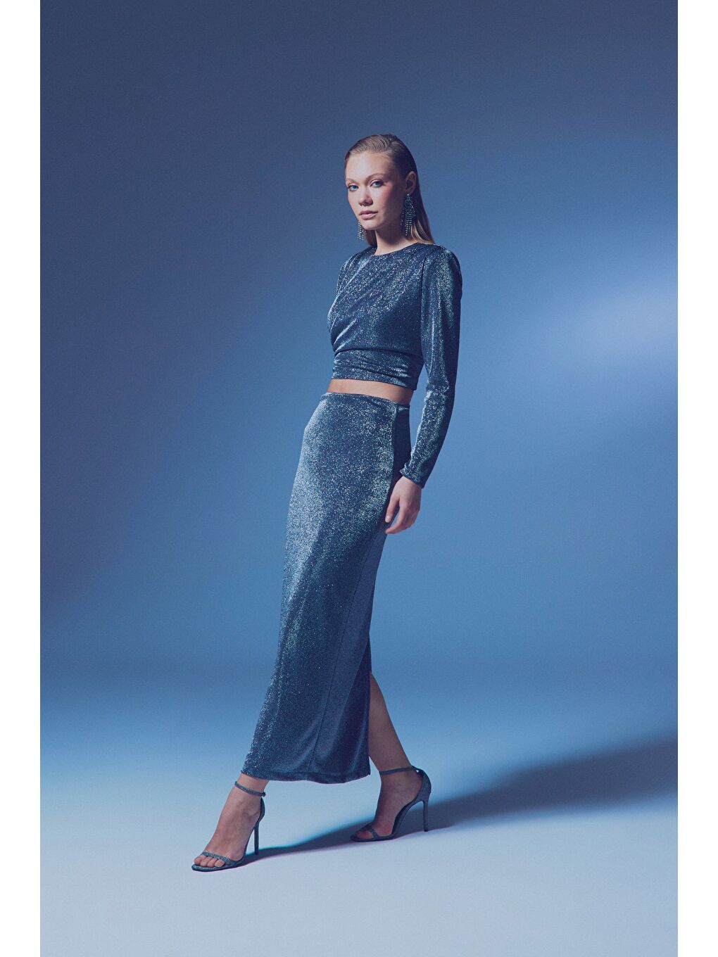 Simli Midi Etek - Antrasit-3