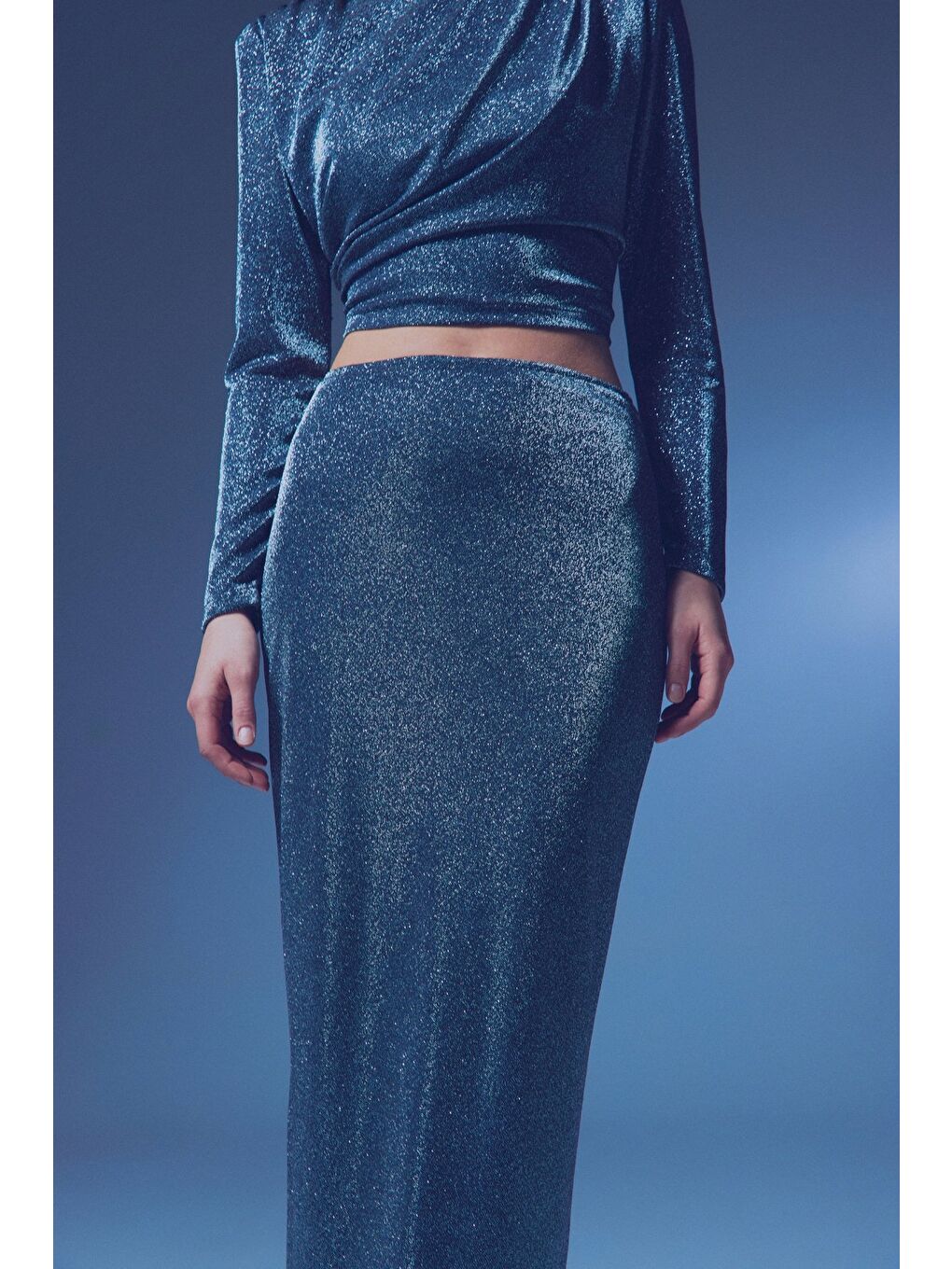 Simli Midi Etek - Antrasit-4