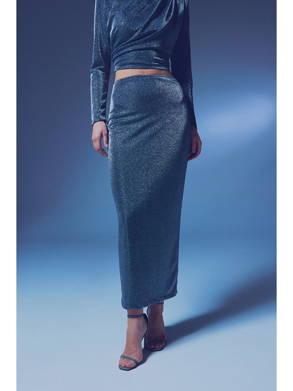 Simli Midi Etek - Antrasit-5