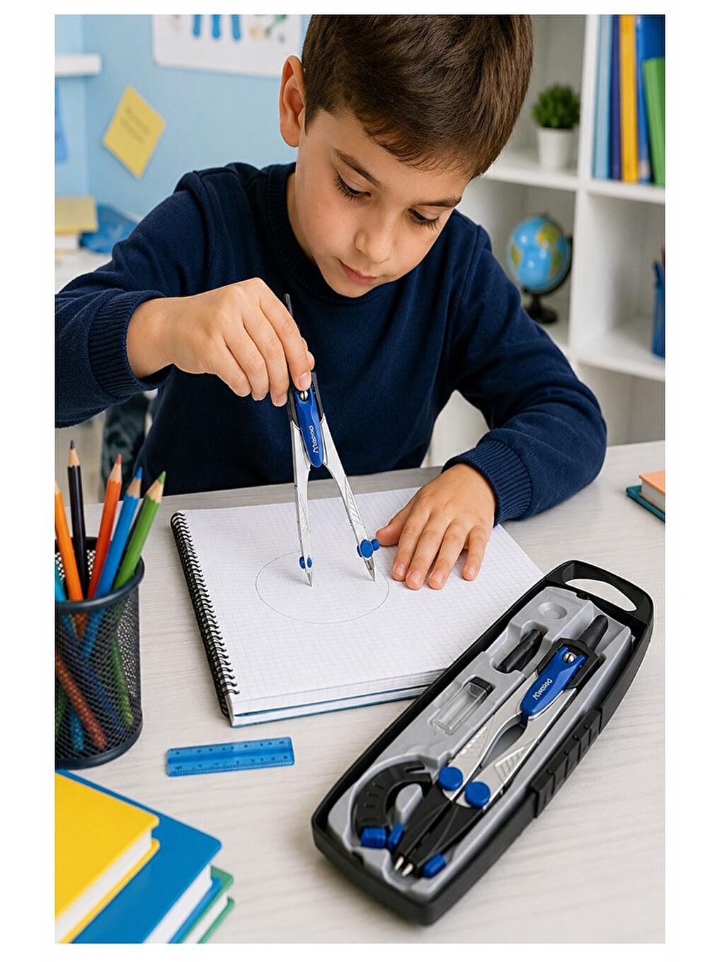 Metal Pergel Seti 1 Adet 538700 Technic Compact Profesyonel Pergel Çizim Proje Matematik Geome-3