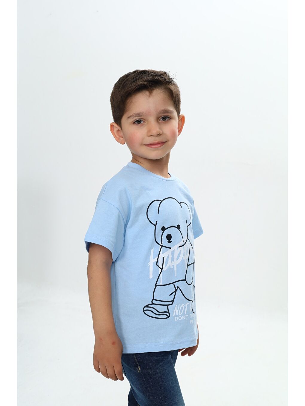 Lila Erkek Çocuk Ayıcık Baskılı Tişört-1
