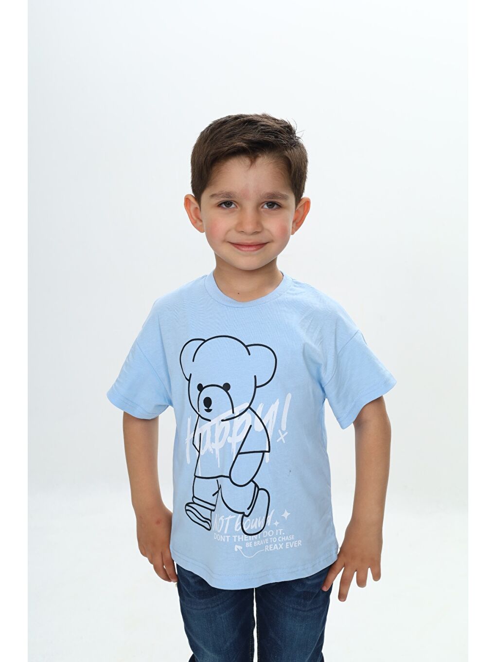 Lila Erkek Çocuk Ayıcık Baskılı Tişört-3