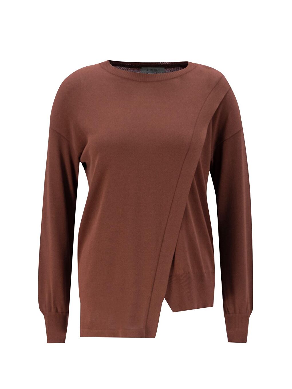 Kahverengi Aller Detaylı Triko Kazak 24Kd2005 Kızıl Kahve-5