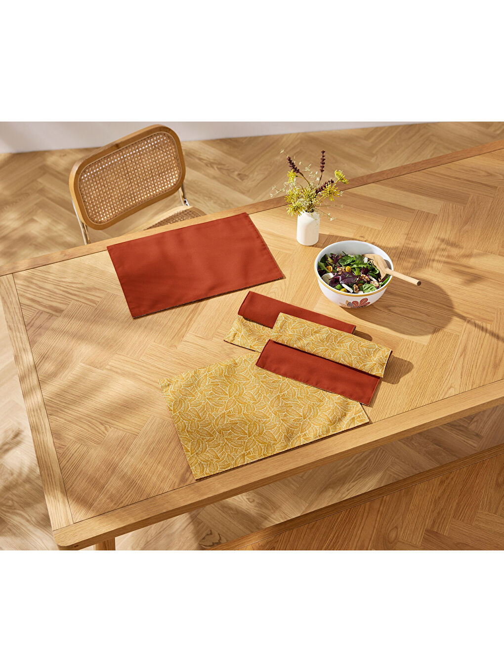 Sarı Servis Altlığı, 4 Adet, Çift Taraflı-3