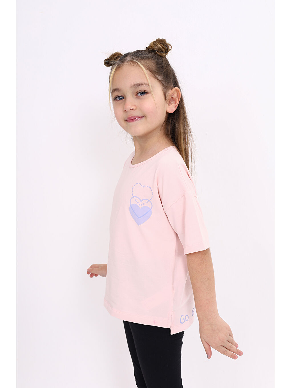 Pembe Kız Çocuk Baskılı Tişört-2