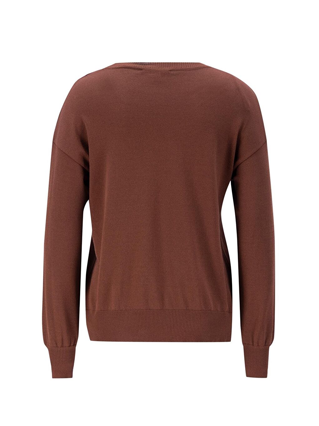 Kahverengi Aller Detaylı Triko Kazak 24Kd2005 Kızıl Kahve-6