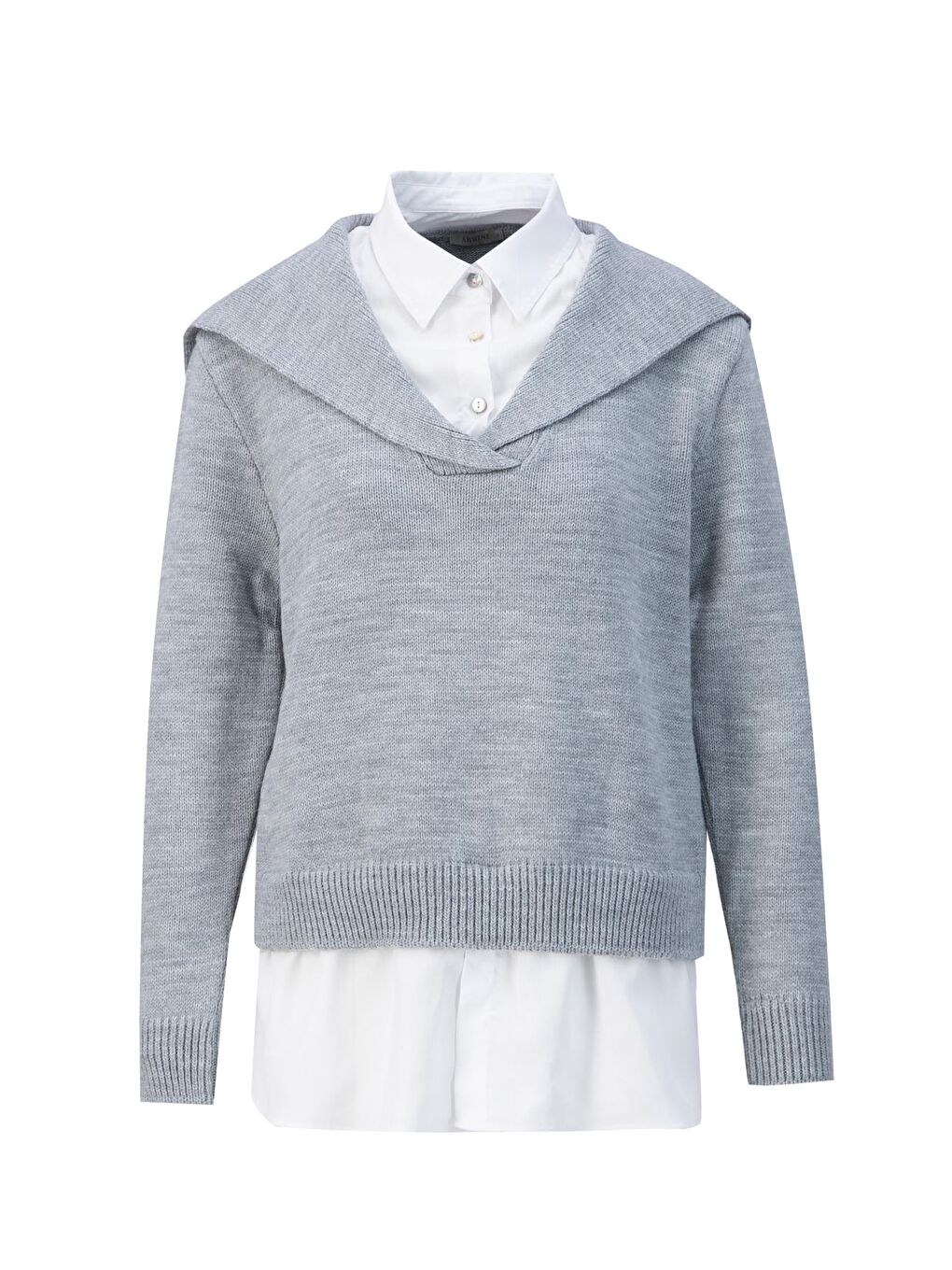 Poplin Mixli Kazak 24Kd4218 Gri-Beyaz-5