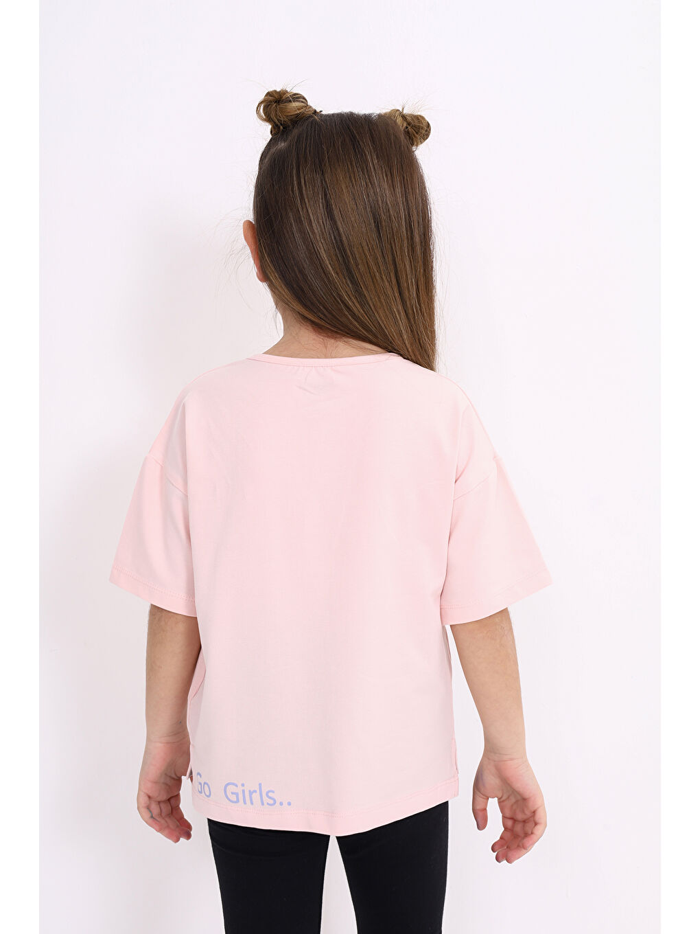 Pembe Kız Çocuk Baskılı Tişört-3