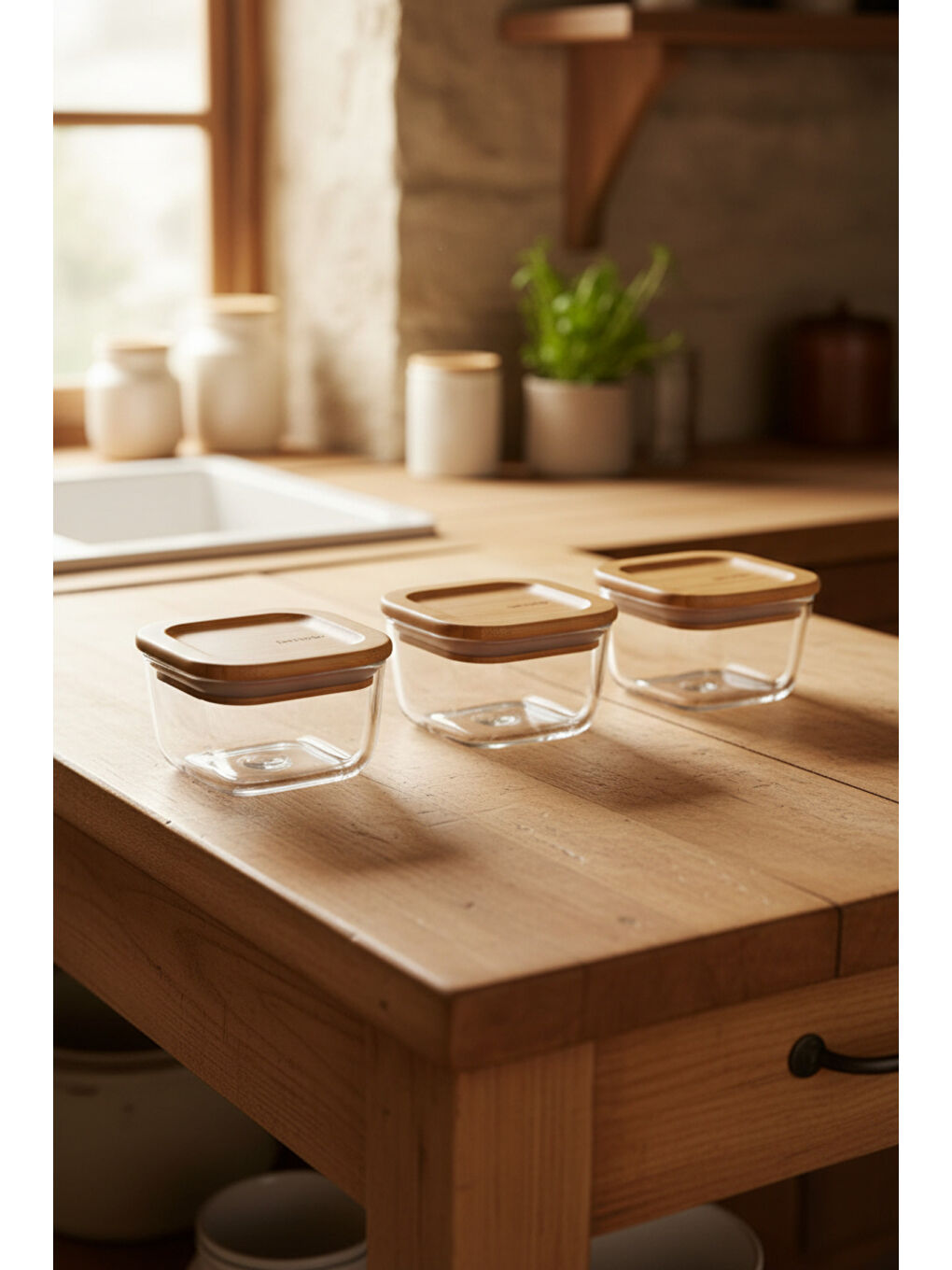 Kahverengi Avenya 3'lü Saklama Seti Küçük-3