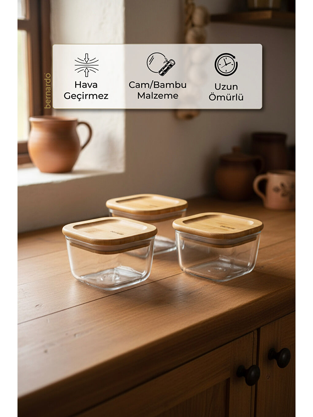 Kahverengi Avenya 3'lü Saklama Seti Küçük-5