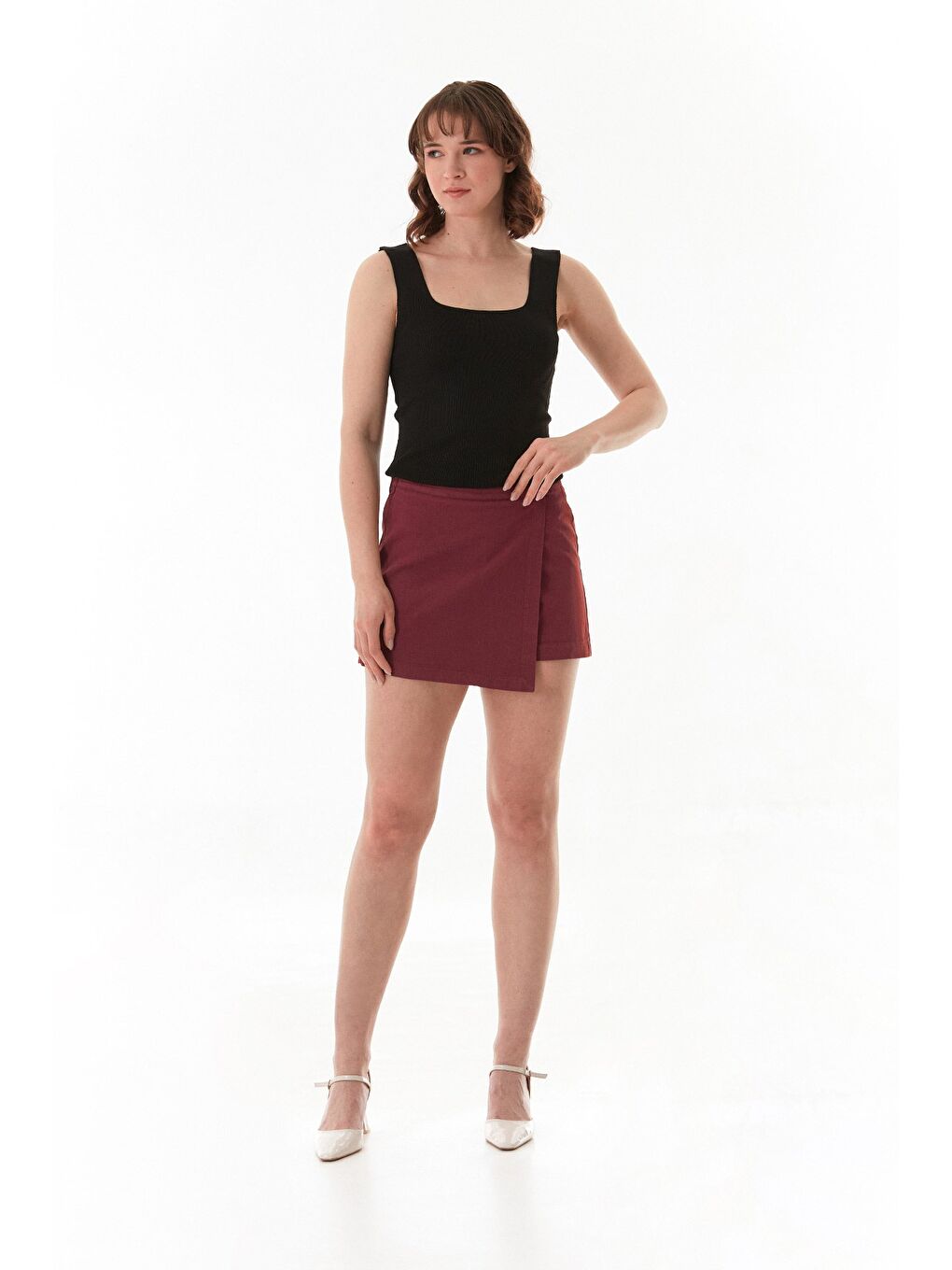 Siyah Basic Kare Yaka Triko Bluz-4