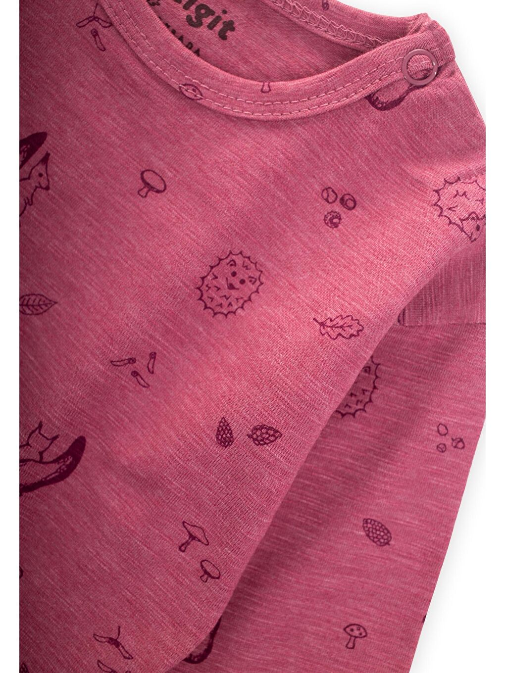 Uzun Kollu Desenli T-Shırt 0-3 Yaş Mürdüm-2