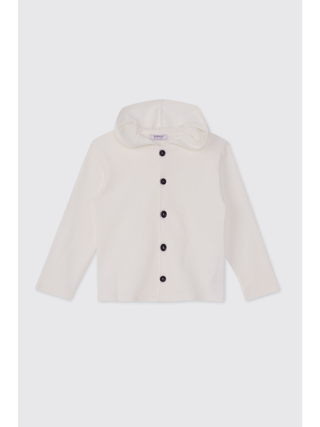Erkek Çocuk Kapüşonlu Beyaz Örme Ceket