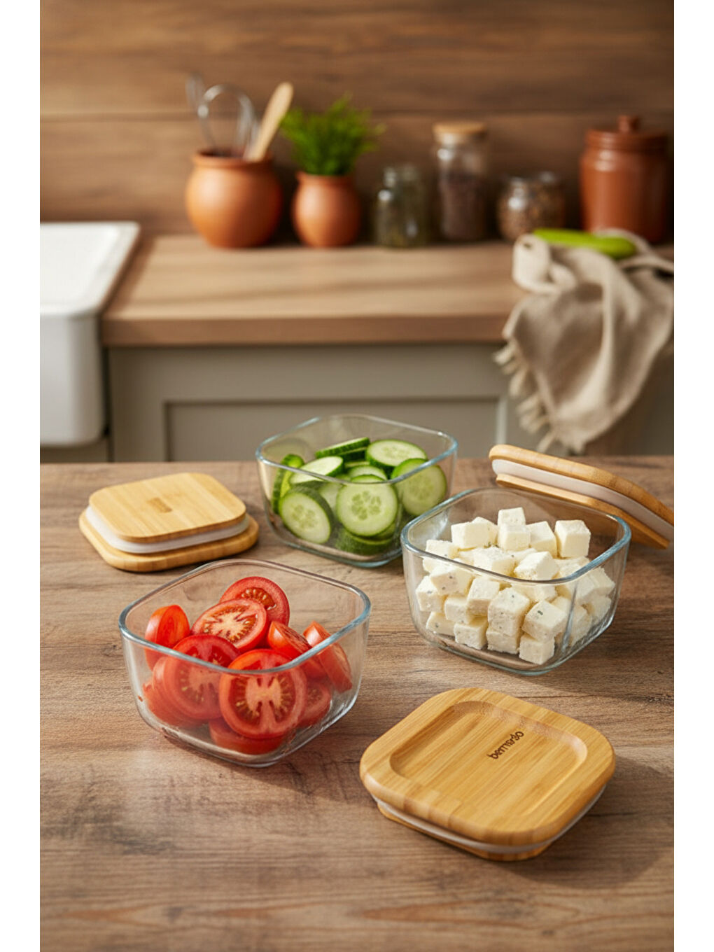 Kahverengi Avenya 3'lü Saklama Seti Küçük-6