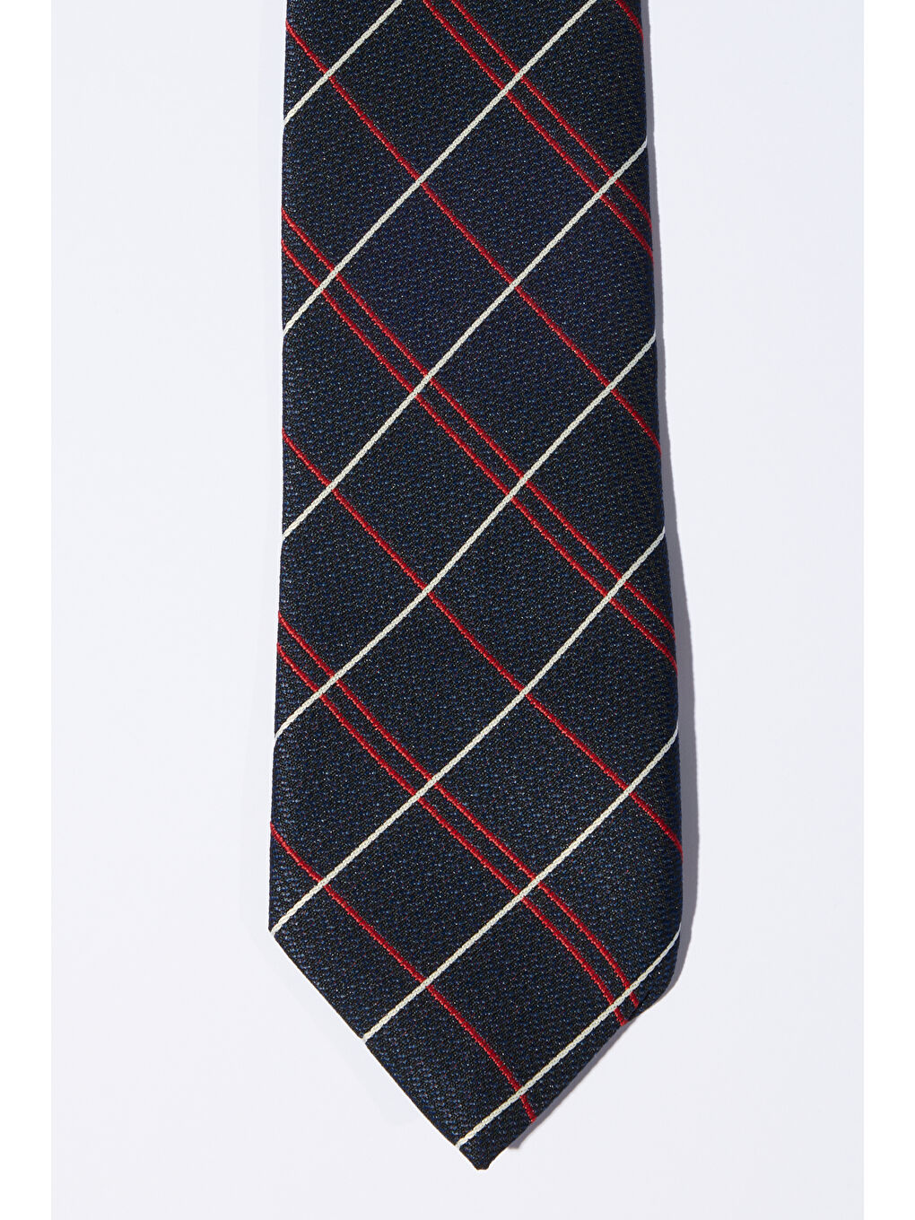 Erkek Lacivert-Kırmızı Desenli Kravat-Mendil Set-2