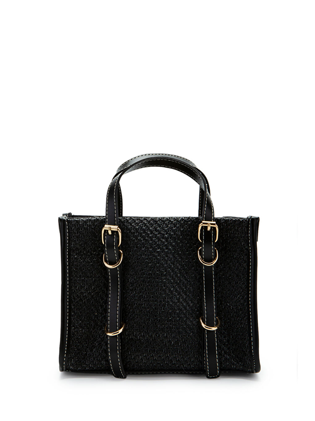 Kemer Detaylı Hasır Kadın Çapraz Çanta Dimitri Siyah