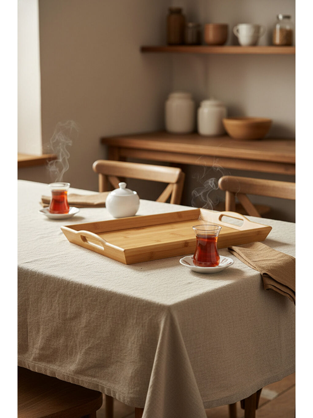 Kahverengi Vivo Bambu Tepsi