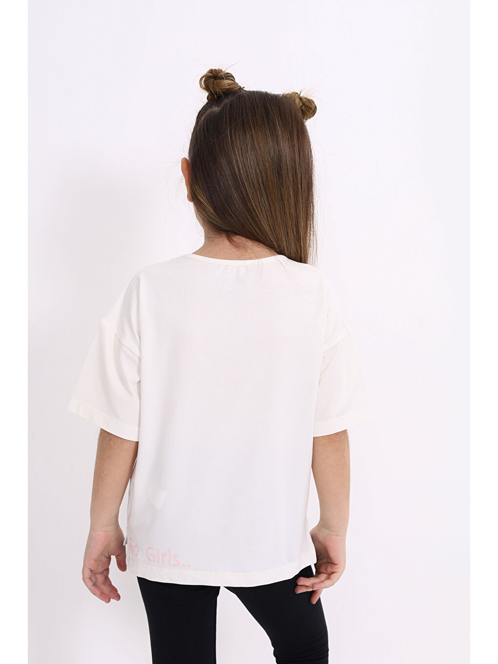 Ekru Kız Çocuk Baskılı Tişört-3