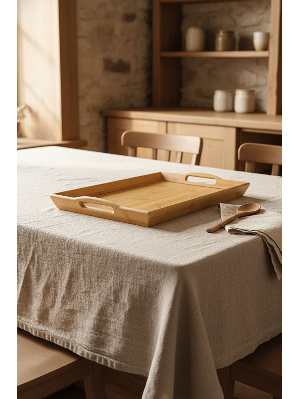 Kahverengi Vivo Bambu Tepsi-1