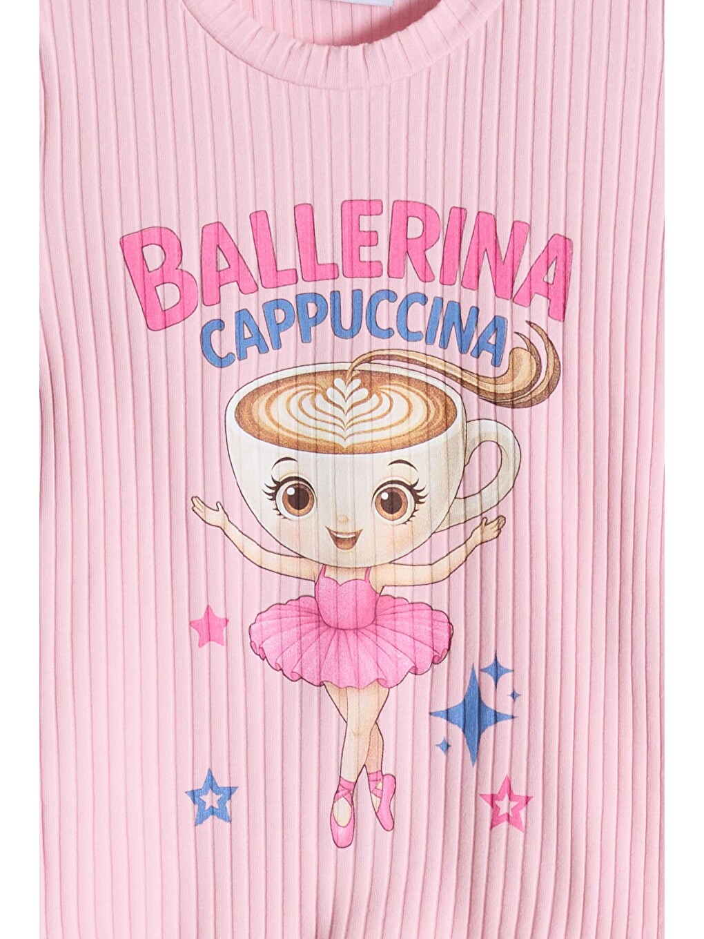 Pembe Pudra Balerin Desenli Badili Jean Etekli Kız Çocuk 2li Takım 24566-4