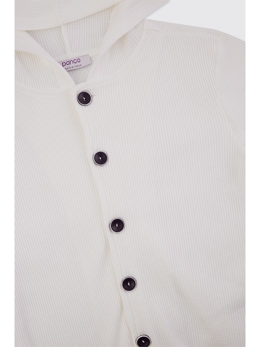 Erkek Çocuk Kapüşonlu Beyaz Örme Ceket-2