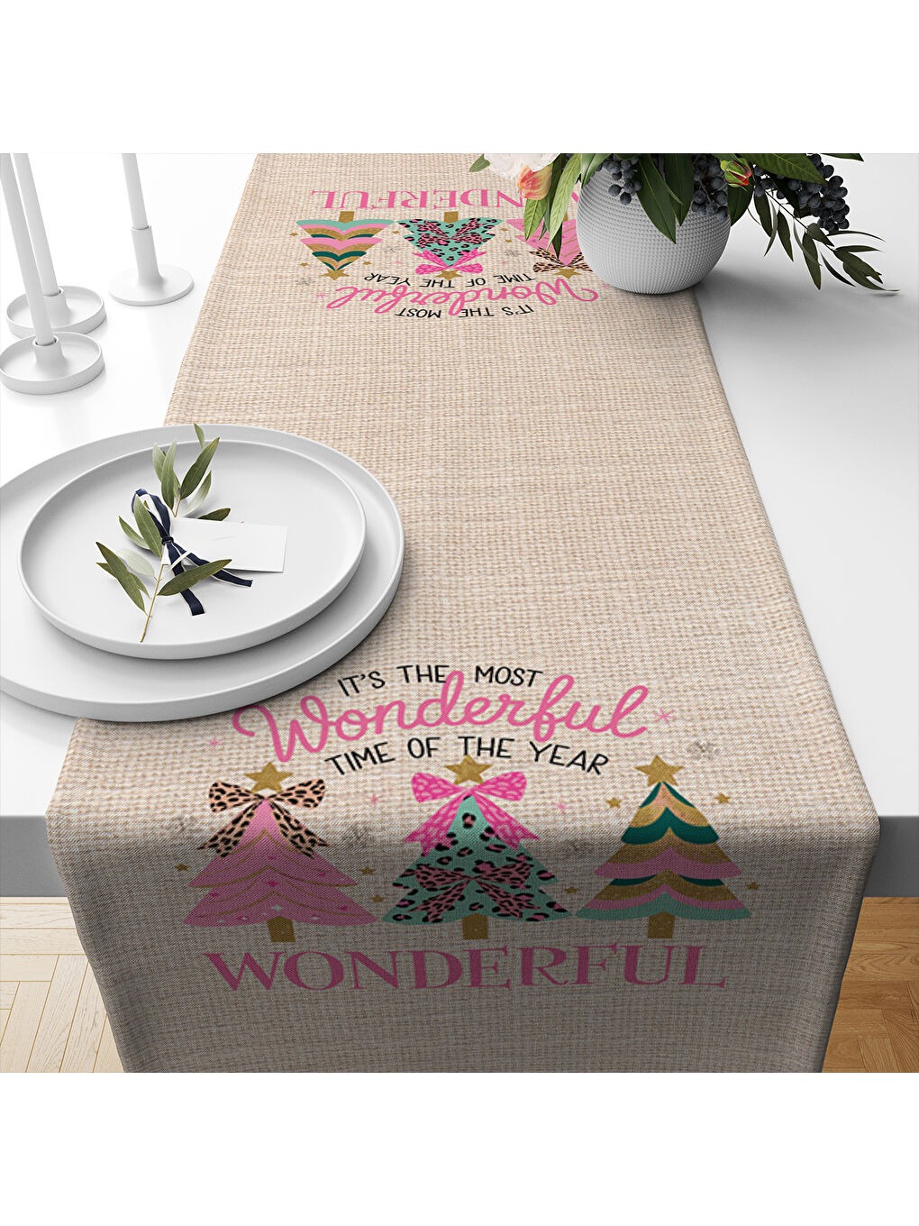 Karışık Yılbaşı Desenli Runner Modeli-1