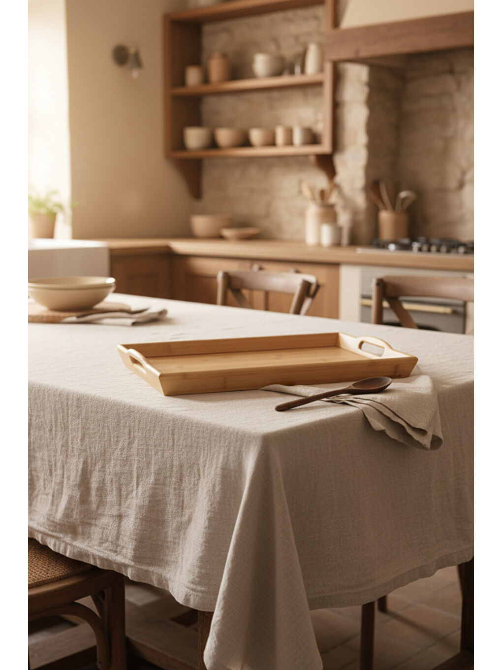 Kahverengi Vivo Bambu Tepsi-4