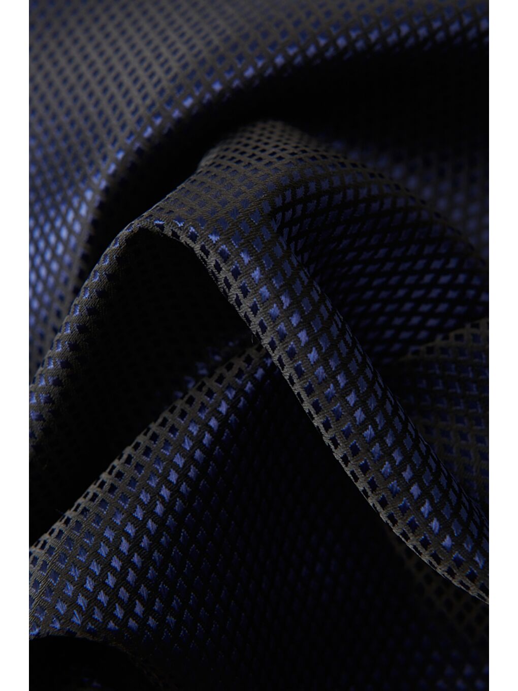 Erkek Lacivert Nano Kravat-Mendil Set-1