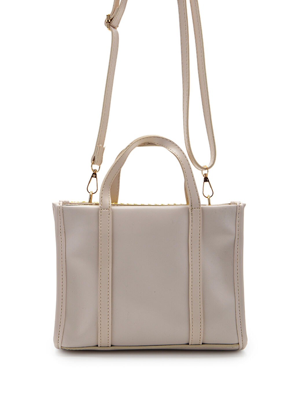 Bej Kemer Detaylı Hasır Kadın Çapraz Çanta Dimitri Krem-Sarı-4