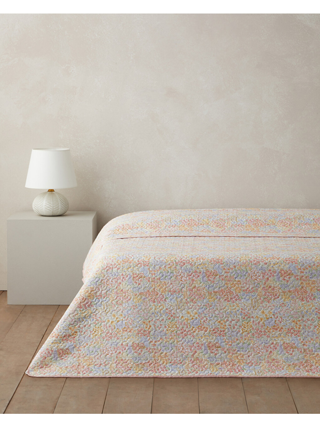 Turuncu Fleur Multicolore Çift Kişilik Çok Amaçlı Örtü 200x220 Cm Yavruağzı