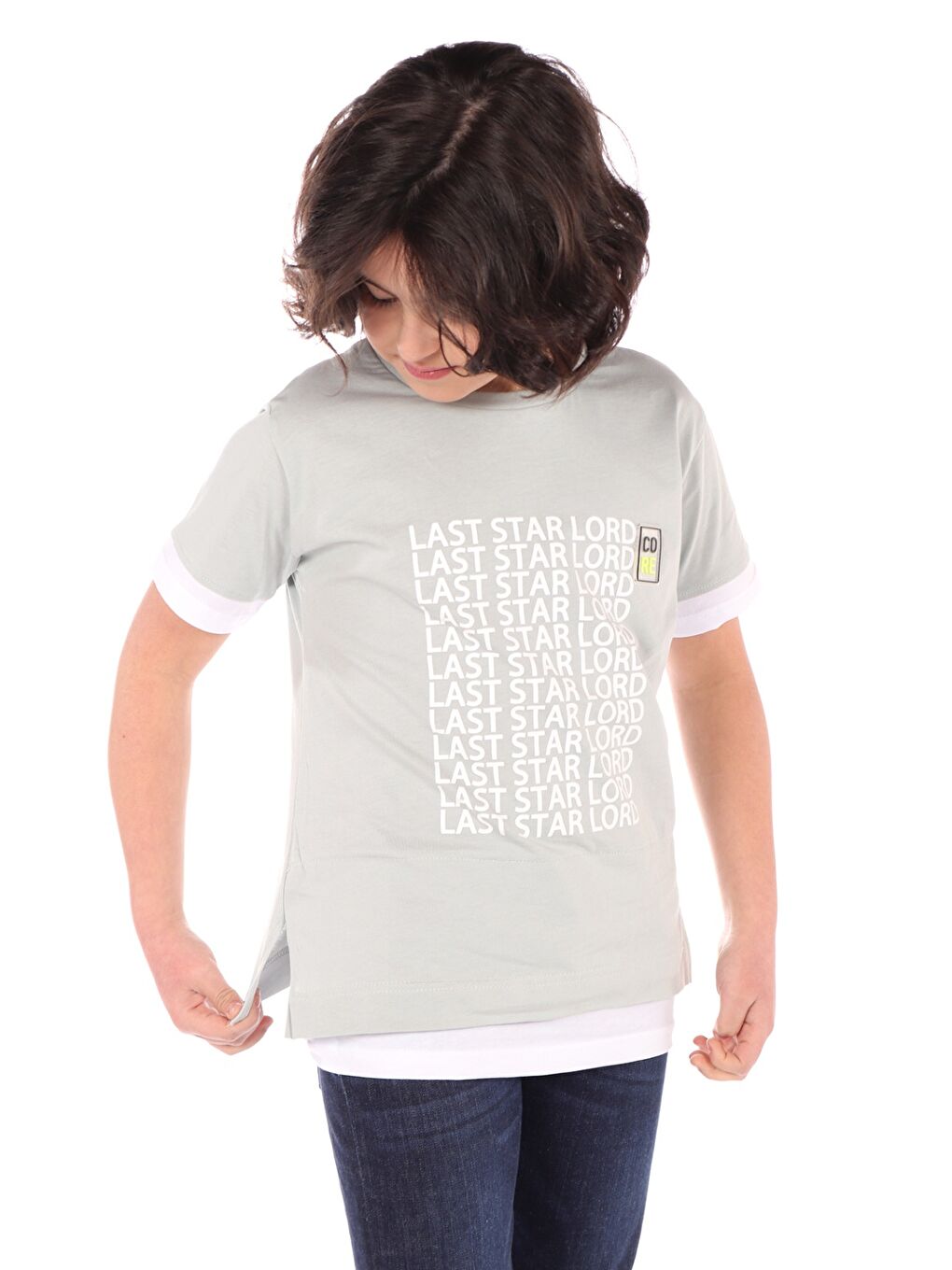 Gri Erkek Çocuk Baskılı Tişört