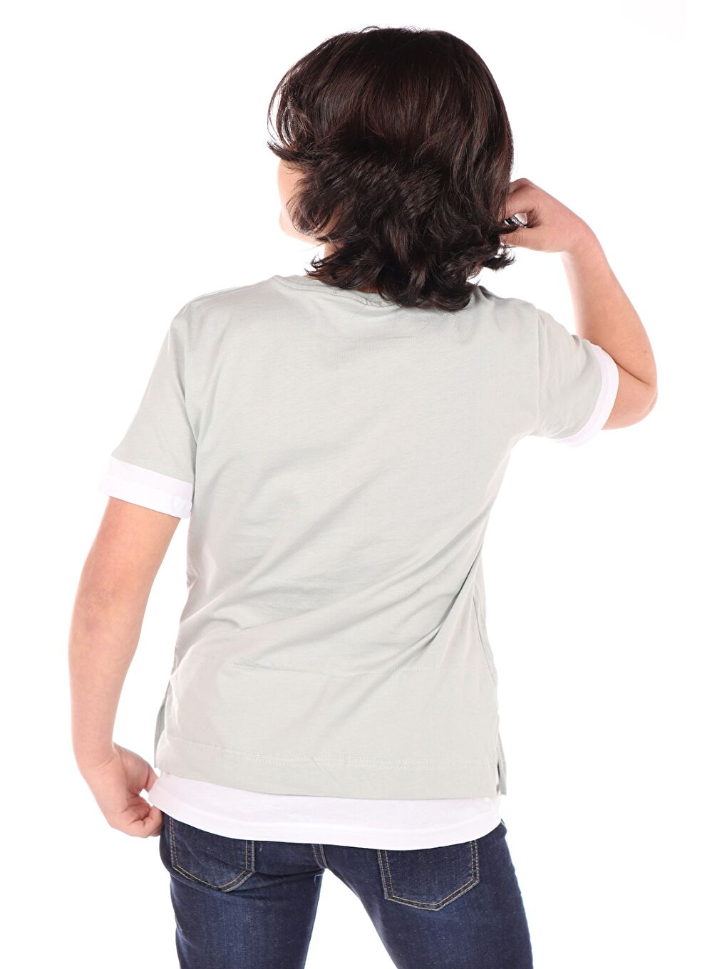 Gri Erkek Çocuk Baskılı Tişört-1