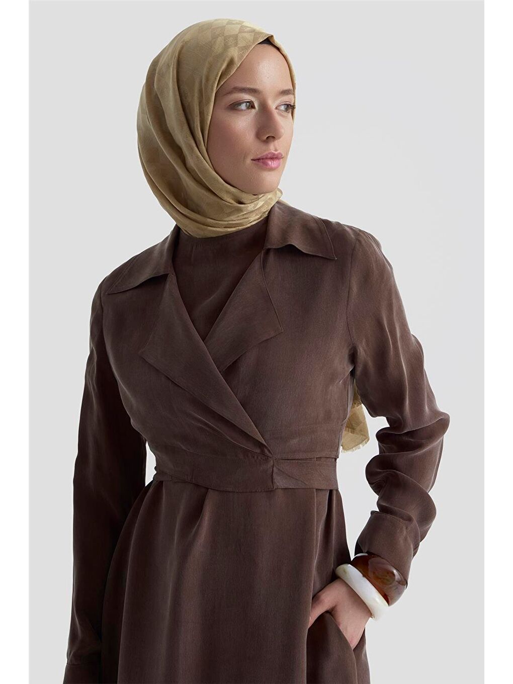 Kahverengi Bluz Elbiseli Takım 25Y6009 Kakao-3