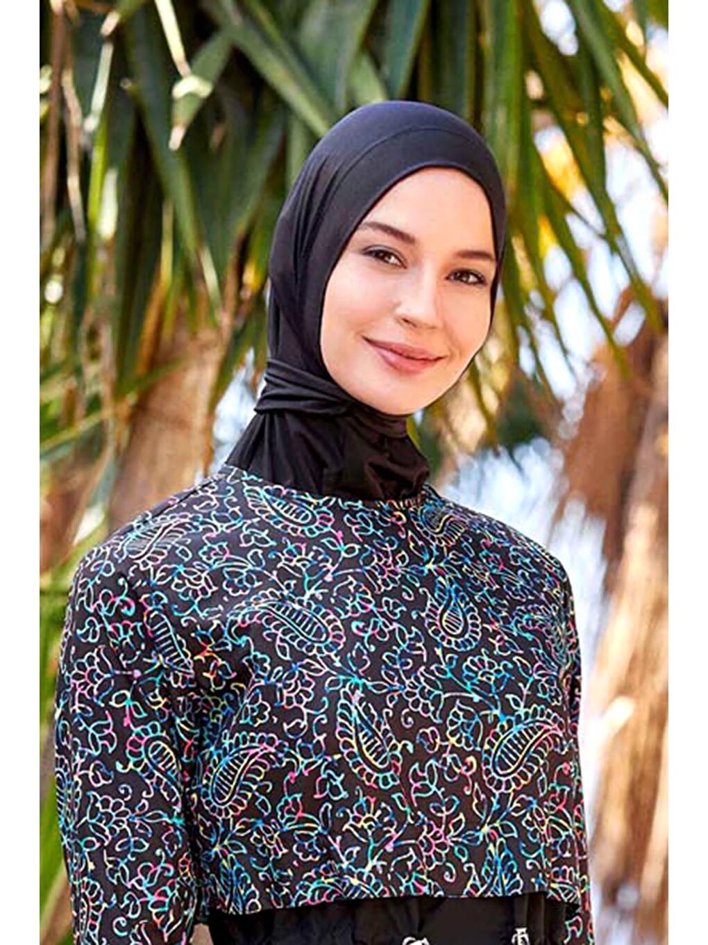 Çıtçıtlı Bone Yüzücü Eşarp Bone Havuz Deniz Bonesi RBE-02 Siyah