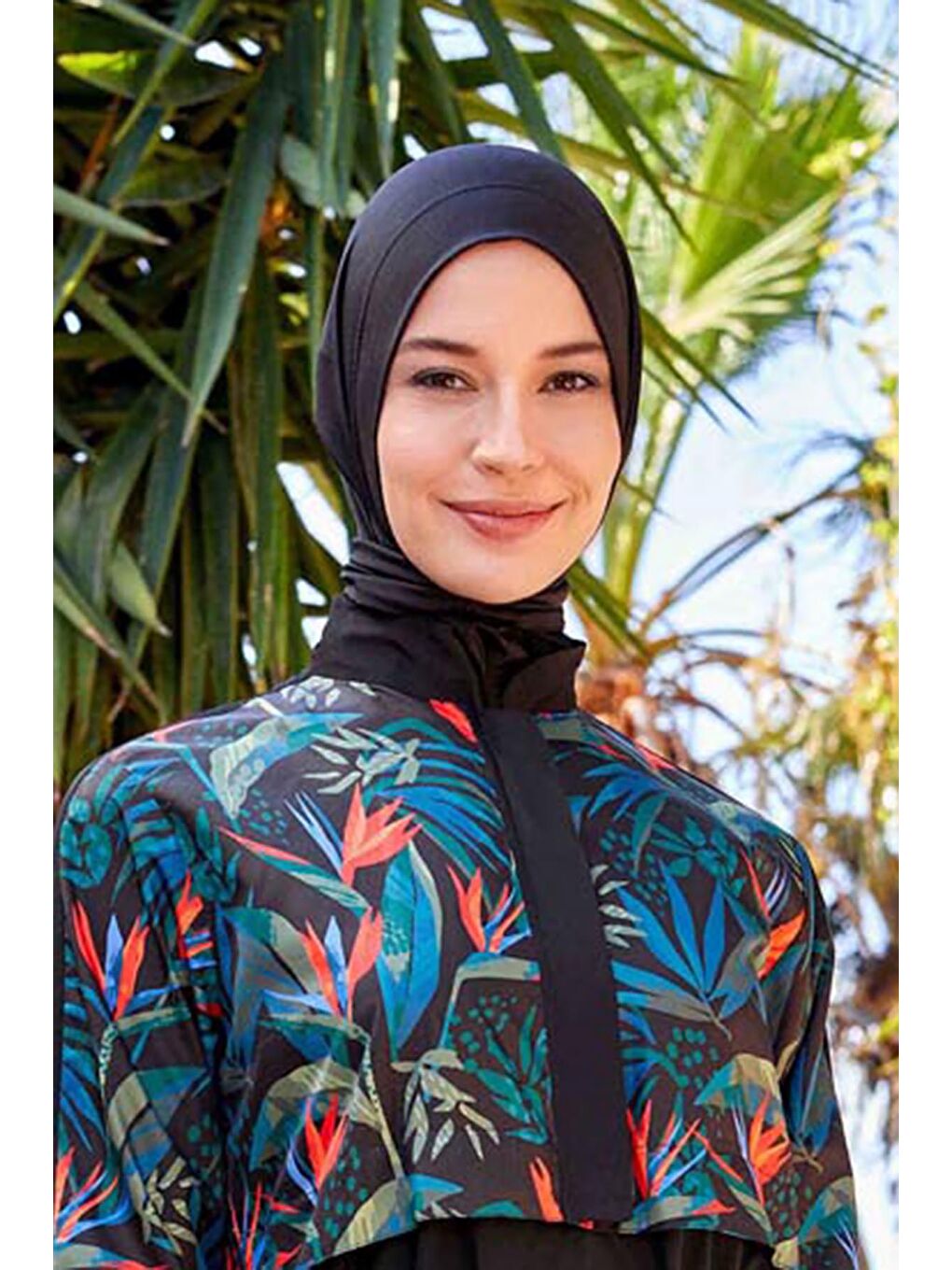 Çıtçıtlı Bone Yüzücü Eşarp Bone Havuz Deniz Bonesi RBE-02 Siyah-3