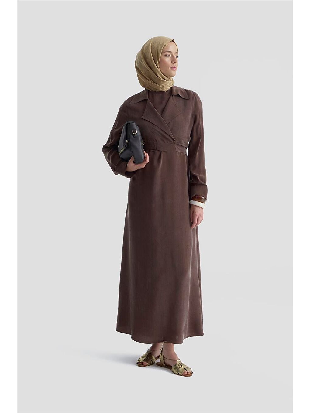 Kahverengi Bluz Elbiseli Takım 25Y6009 Kakao-1