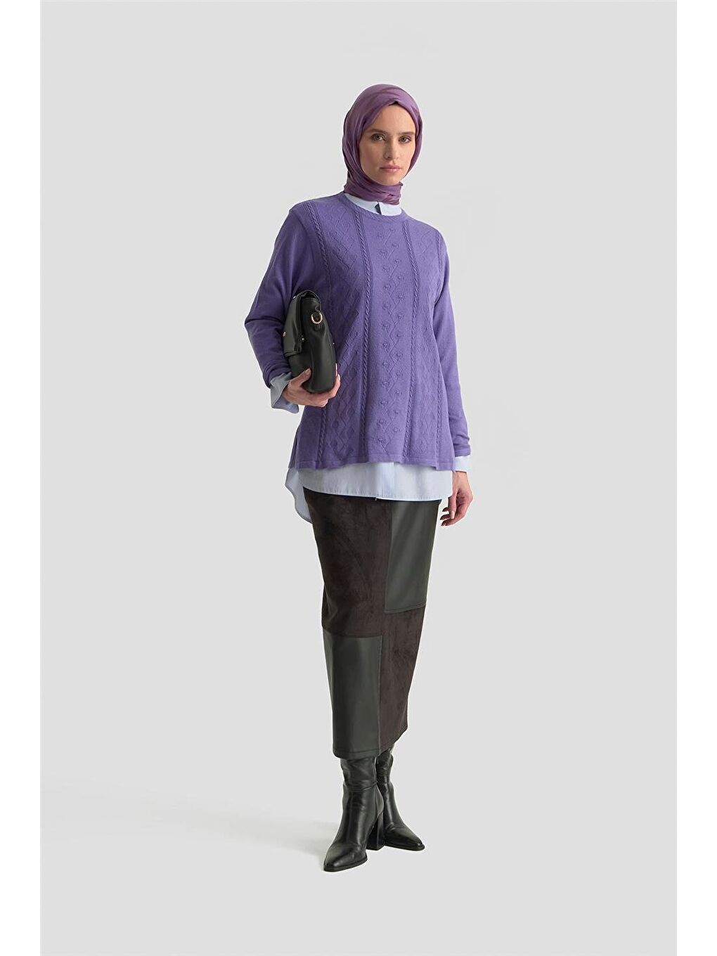 Desenli Kazak 25Kd7009 Lila-1