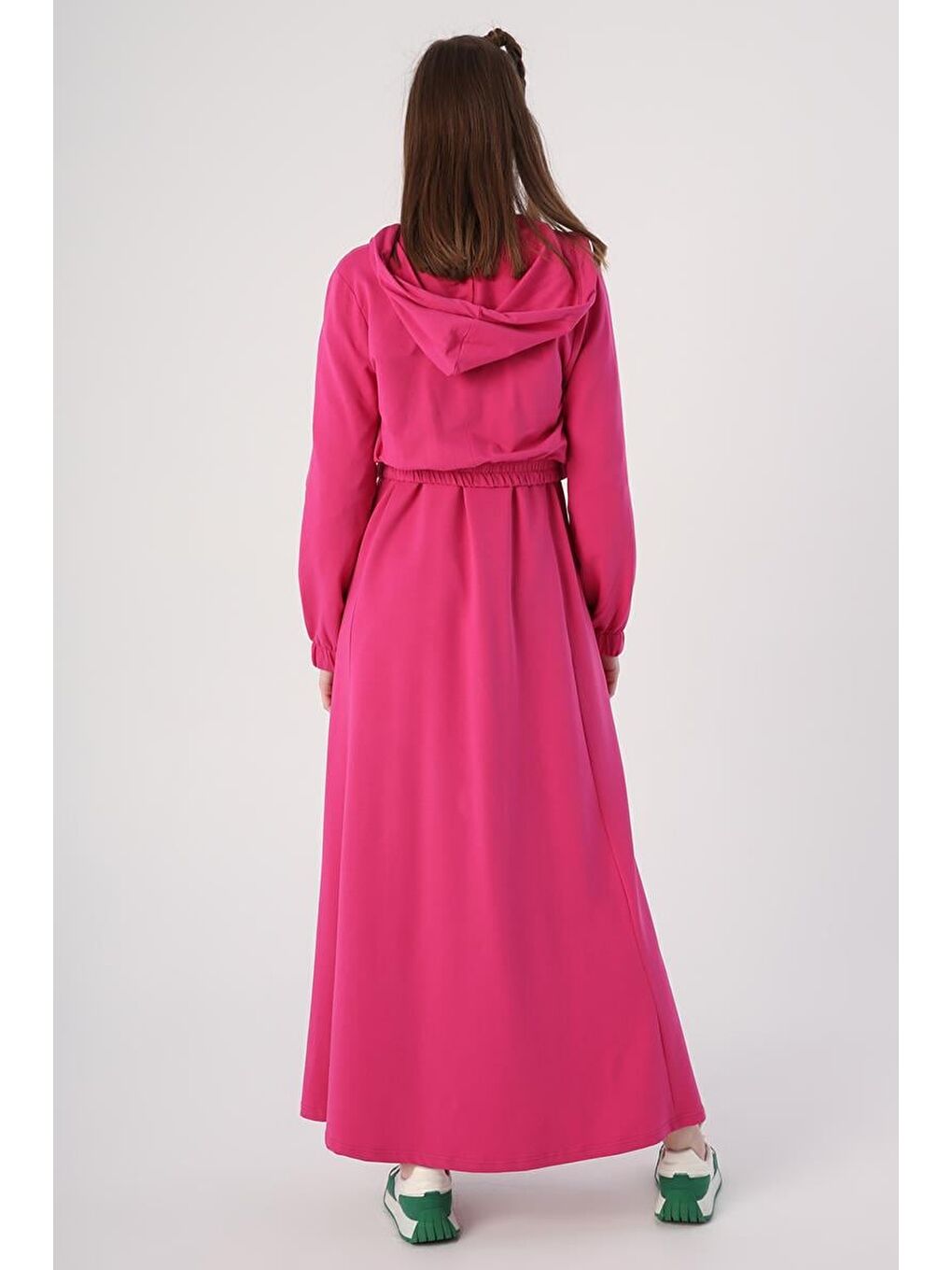 Fuşya-Fermuarlı Kısa Hırkalı Kolsuz Elbiseli Takım-3
